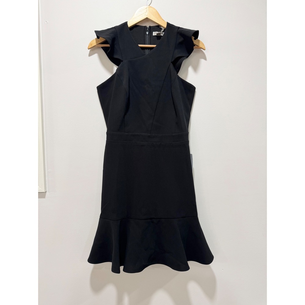 Chelsea28 NWT Womens Black Ruffle Shoulder Flounce Hem Cocktail Dress Size M